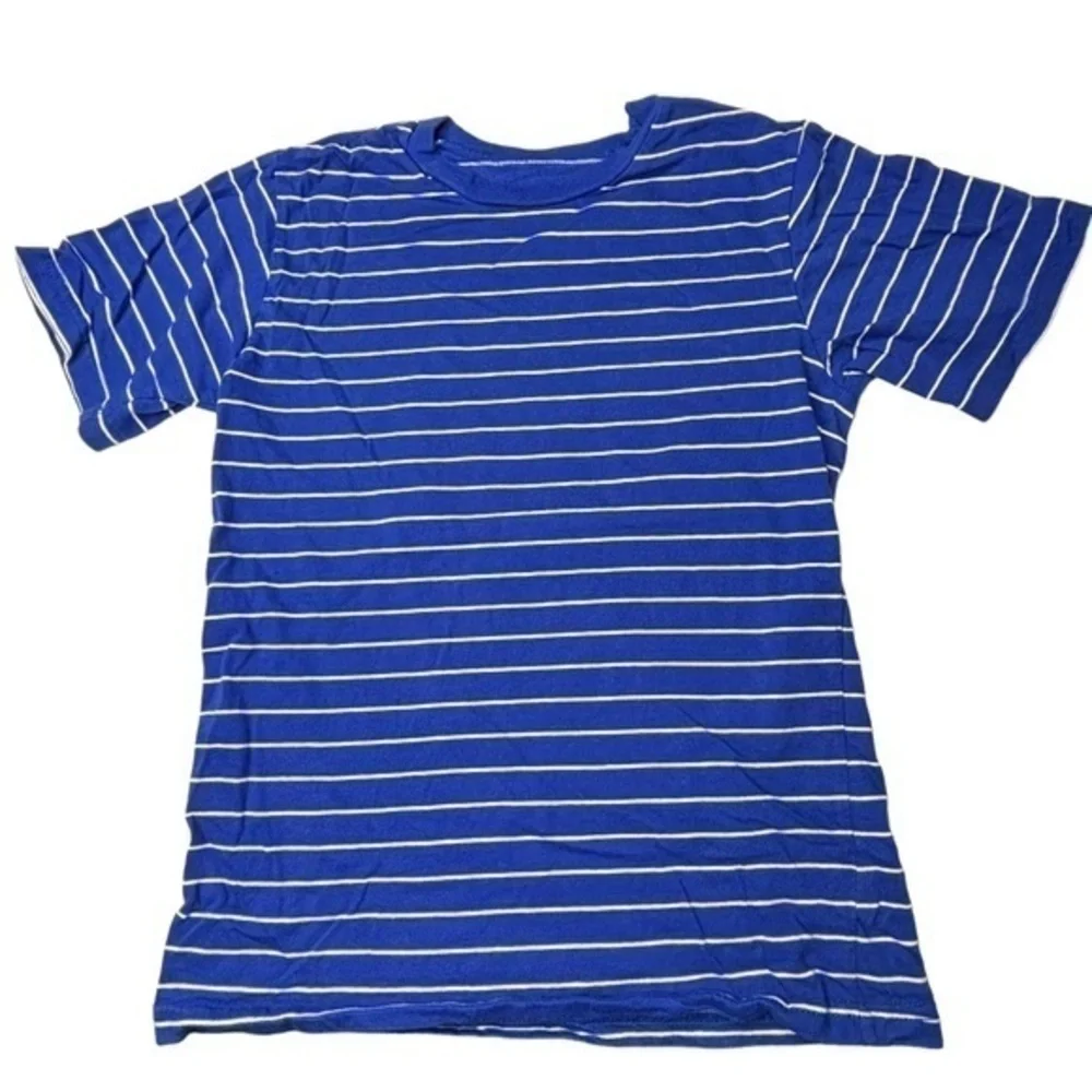 The Children's Place Boys Top Size Large 10 12 Blue White Striped Short Sleeve
